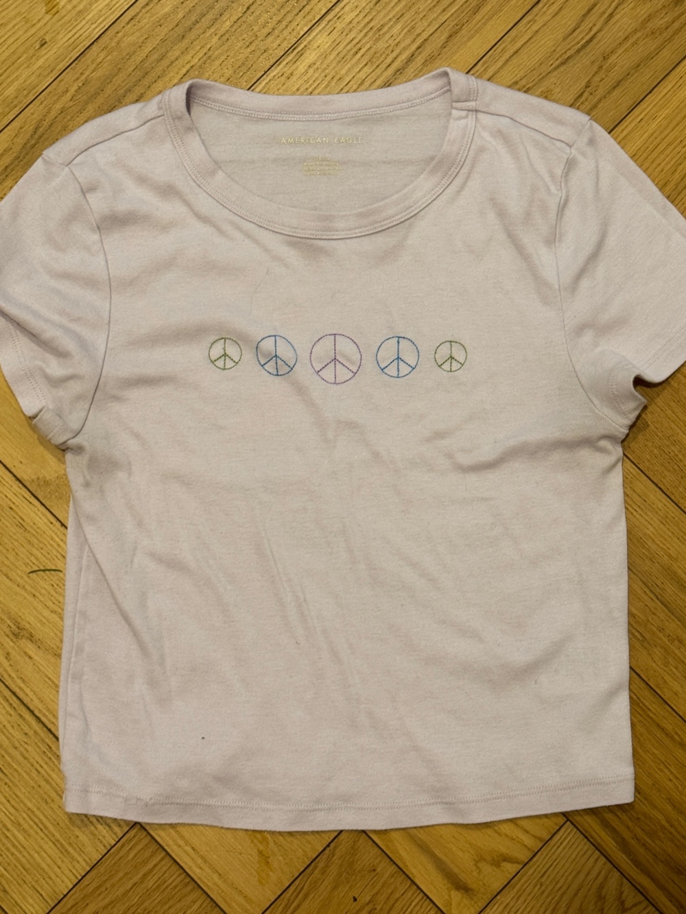 AE Lilac Peace Graphic Cropped Tee